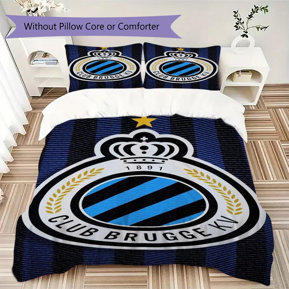 Club Brugge K V Pattern Bedding Uilt Set Uilt Cover Pillowcase Home Decoration Birthday Gift (1 * Duvet Cover + 2 * Pillowcase Without Core)