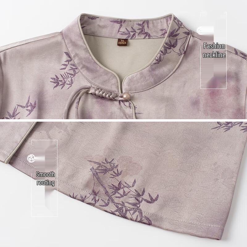 YUZHAOLIN Women's Chinese Style 3/4 Sleeve Stand Collar Blouse