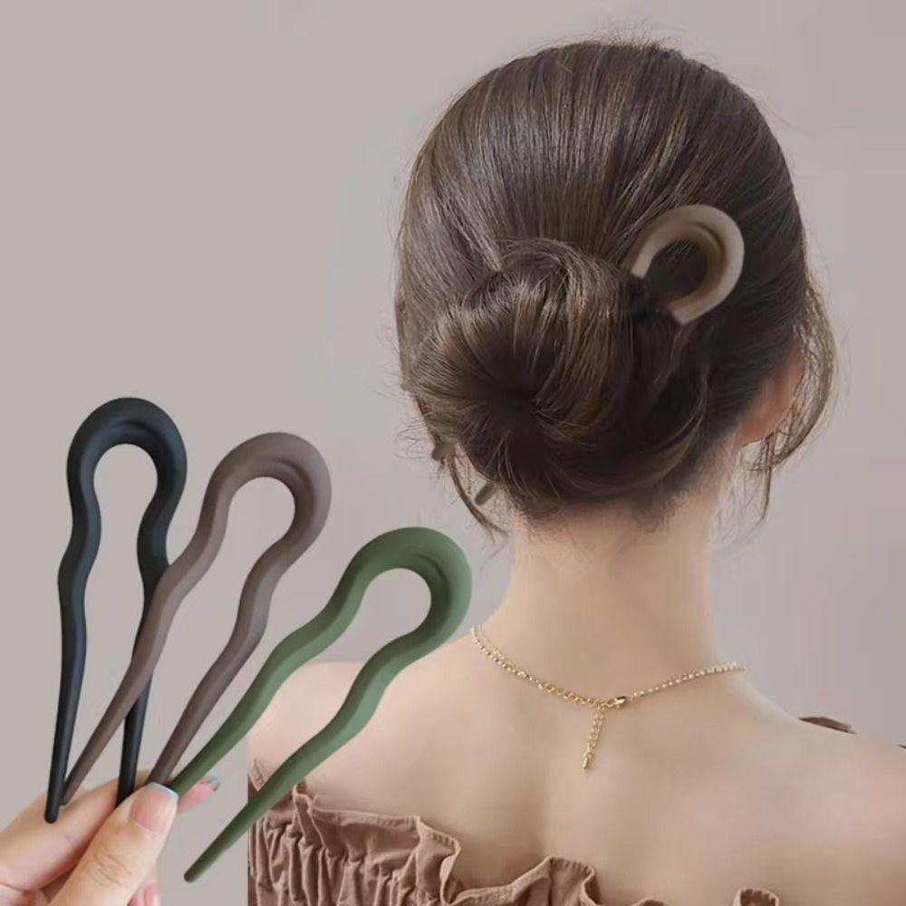 Resin Hairpin U-Shaped Hair Bun Elegant Hair Styling Tools  for Women Girls