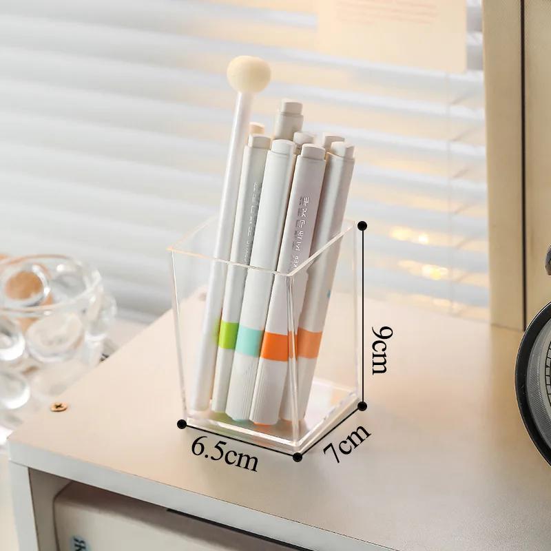Multifunctional Acrylic Pen Holder with Compartmentalized Transparent Design, Large-Capacity Desktop Organizer for Office