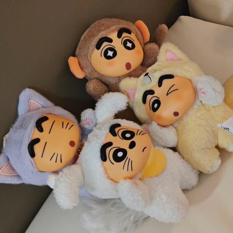 52toys Crayon Shin-Chan Big Tail Vinyl Face Plush Blind Box Children Cute Gift Backpack Pendant Handmade Jewelry Doll Figurine