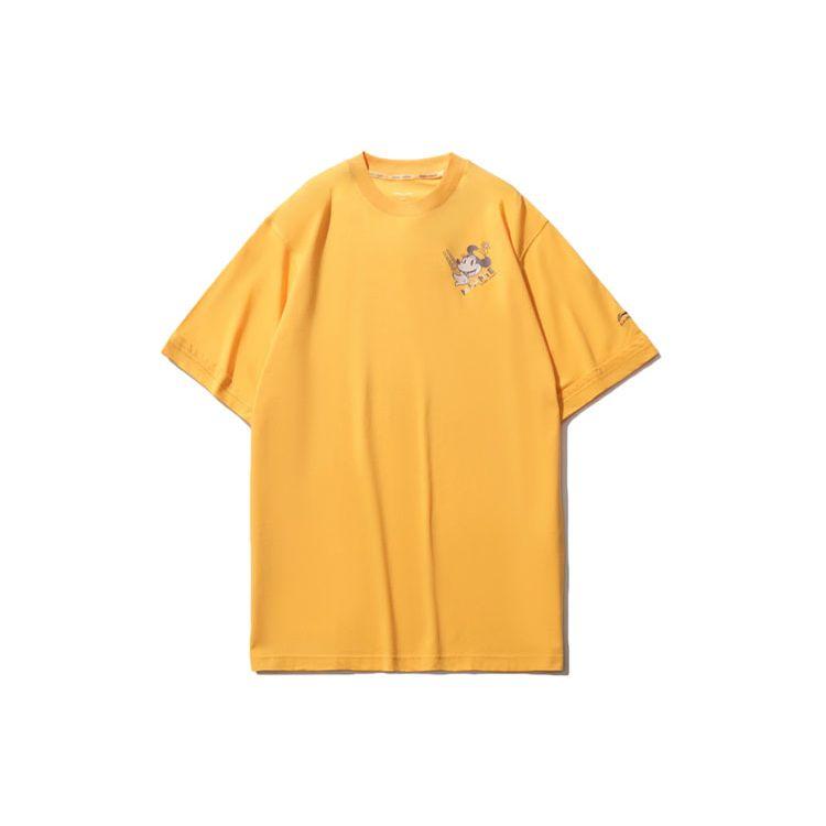 Li-Ning Disney Co-Branded Sports Fashion Series Printed Round Neck T-Shirt Women Tops Amber-Yellow AHSR214-5
