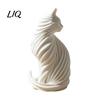 Artistic PLA Cat Statue for Desk 3D Printed Sculpture, Modern Style Matte Statue, Black Contemporary Home Accents Entrance And White Ornament