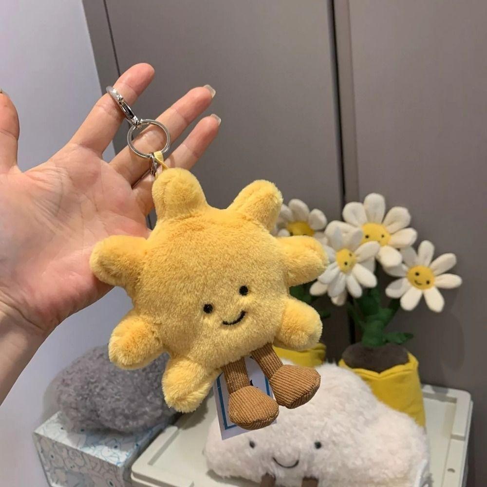 Jellycat Fashion Cartoon Sun Bag Charm Cute Soft Stuffed Sunflower Keychain Pendant Portable Plush Doll Pendant Xmas Gift