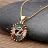 Nidin Hot Sale Initial Multicolor Zircon Necklace Charm Letter Necklace Name Jewelry For Women Men Accessories Party Gift