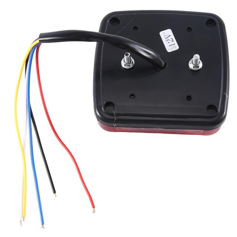 12V LED Square Lamp Two-Color Tail Lamp Universal Car Supplies Replacement Accessories Red Cover