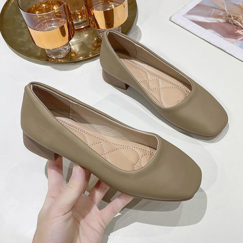 Dámské jarní 2025 nové populární boty Doudou s kulatou špičkou, silným podpatkem, měkkou podrážkou, měkkým povrchem, nízkým podpatkem, pohodlné, neunavující nohy