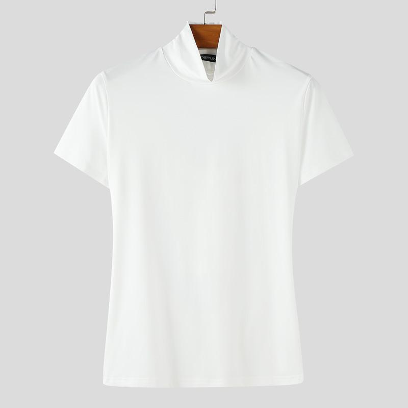 

INCERUN Men Women High Neck Short Sleeve Lace Bow Backless Party Fitted T-shirts Tops 5XL белый