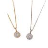 Light Luxury Full Diamond Sunflower Necklace Women High-end Niche Zircon Round Rhinestone Collarbone Chain Jewelry Gift