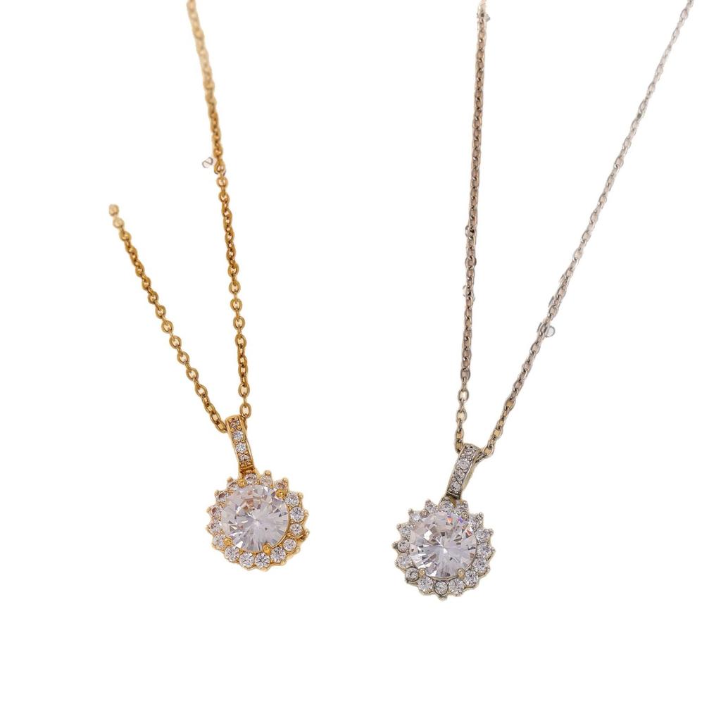 Light Luxury Full Diamond Sunflower Necklace Women High-end Niche Zircon Round Rhinestone Collarbone Chain Jewelry Gift
