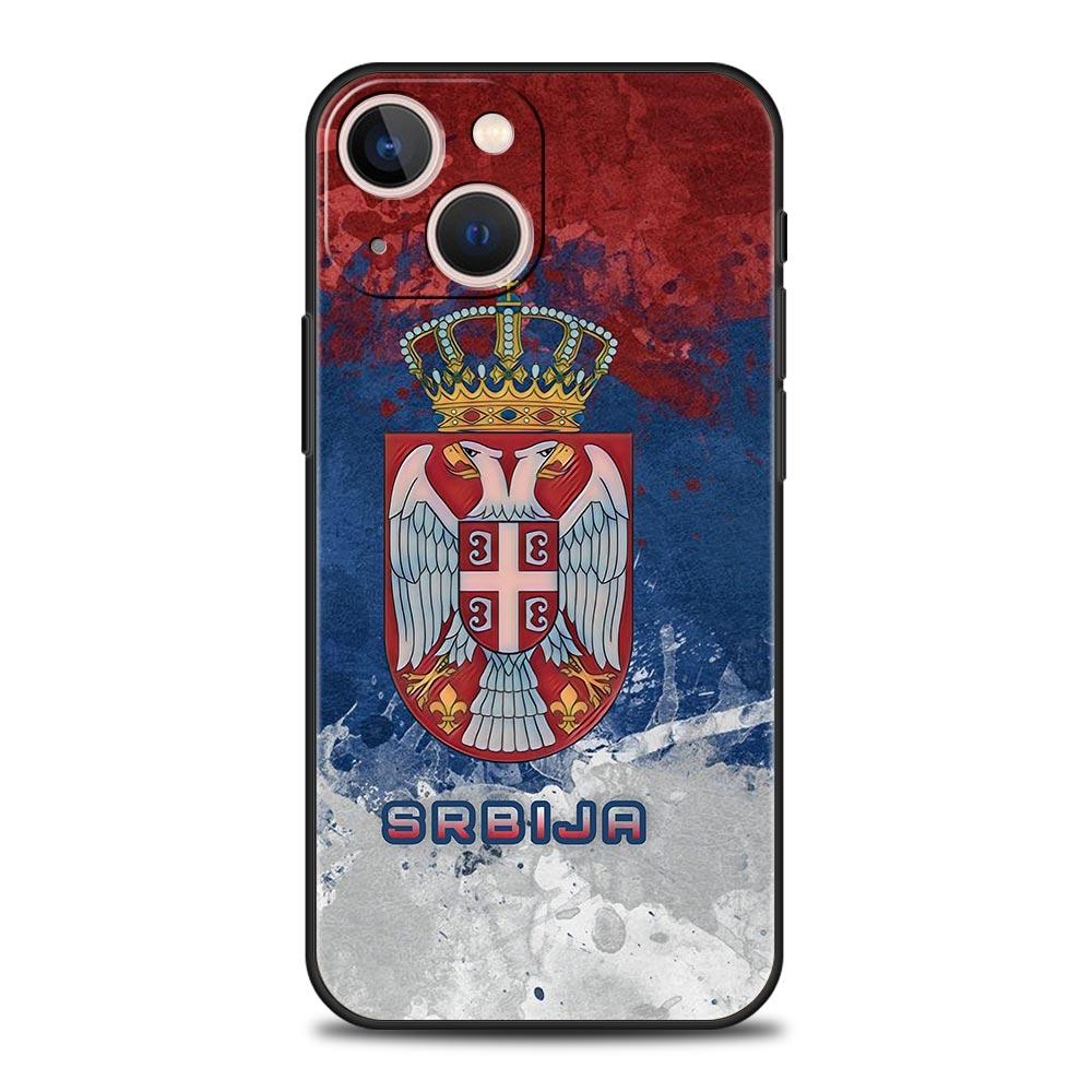 Serbia Flag Badge Phone Case For iPhone 16e 15 14 13 12 11 Pro Max XS X XR SE 7 8 Plus Shell iPhone 16 Soft TPU Cover