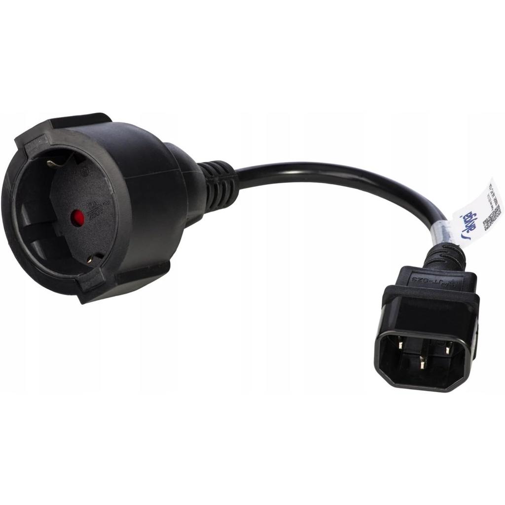 AK-PC-10A Schuko Power Cable 3 Pin IEC C14 / EU CEE 7/4 15 cm Black