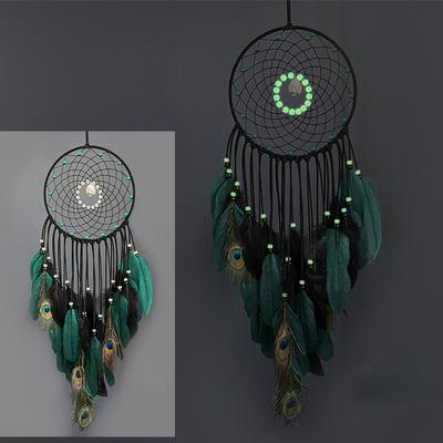 Dreamcatcher Hanging Decoration Wind Chime Peacock Feather Luminous Beads Premium Wall Hanging Creative Pave Dream Net Finished