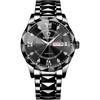 Men's Waterproof Luminous Watch Stainless Steel Black Dial Calendar Feature Large Face Business Gift
