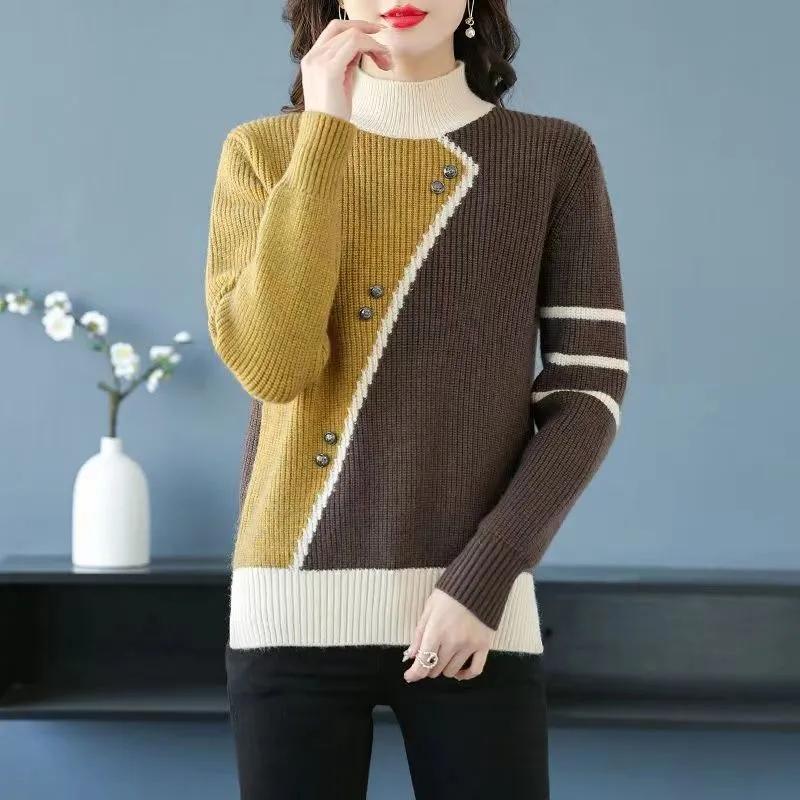 Fall and Winter Women's Thickened Knit Sweater Loose Pullover Bottoming Shirt