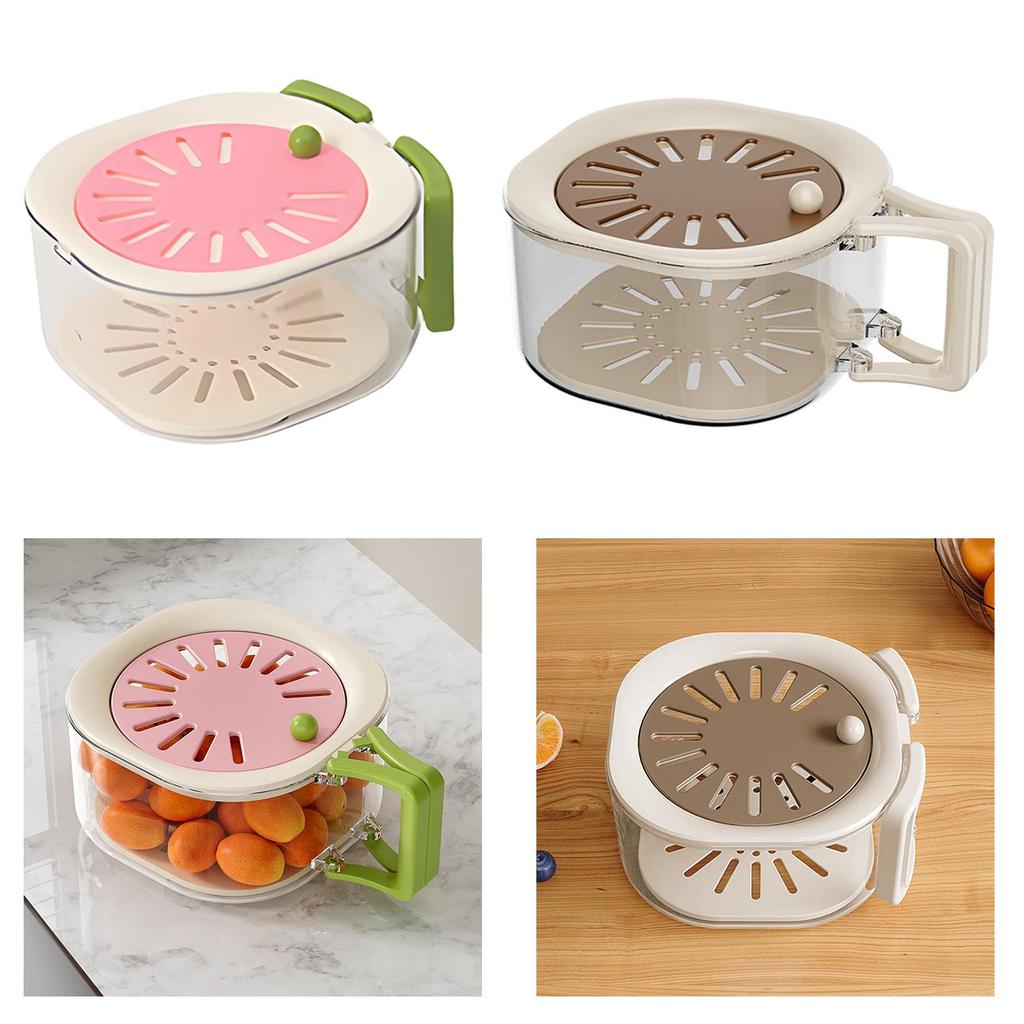 Multifunctional Removable Fruit Drain Basket with Lid Foldable Handle Drainer Basket for Home Refrigerator Use