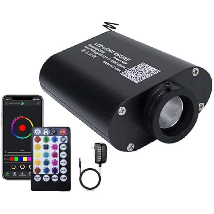 AZIMOM Bluetooth/RF Control 16W Music Mode Fiber Optic Light Source RGBW Light Box Engine for Car Home Star Ceiling Light Effect Decoration