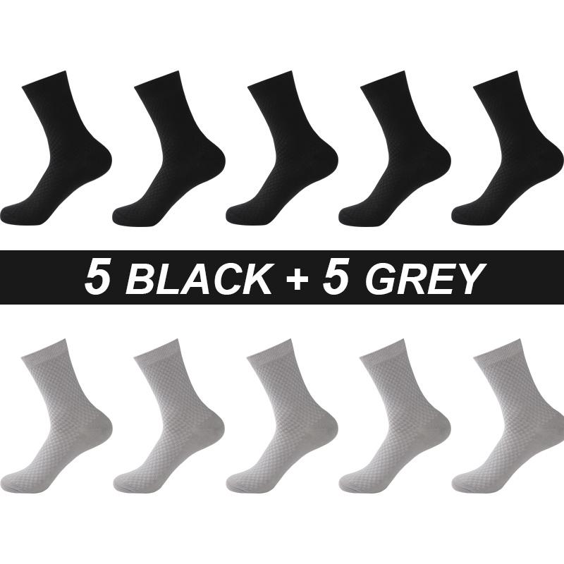 High Quality 10 Pairs Men Bamboo Fiber Socks Breathable Compression Long Sock Business Casual Male Large Size 38-45