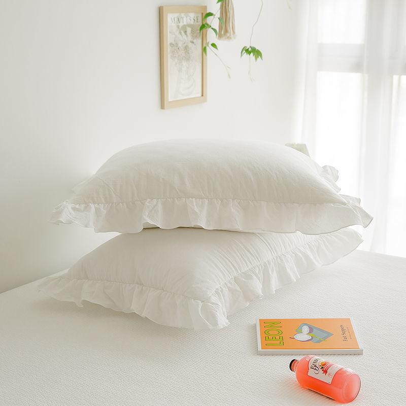 Ultra měkký šifonová prošívaná krajková povlak na polštář v princeznovském stylu s volánovými okraji a pruhy, dekorativní povlak na polštář pro elegantní výzdobu ložnice