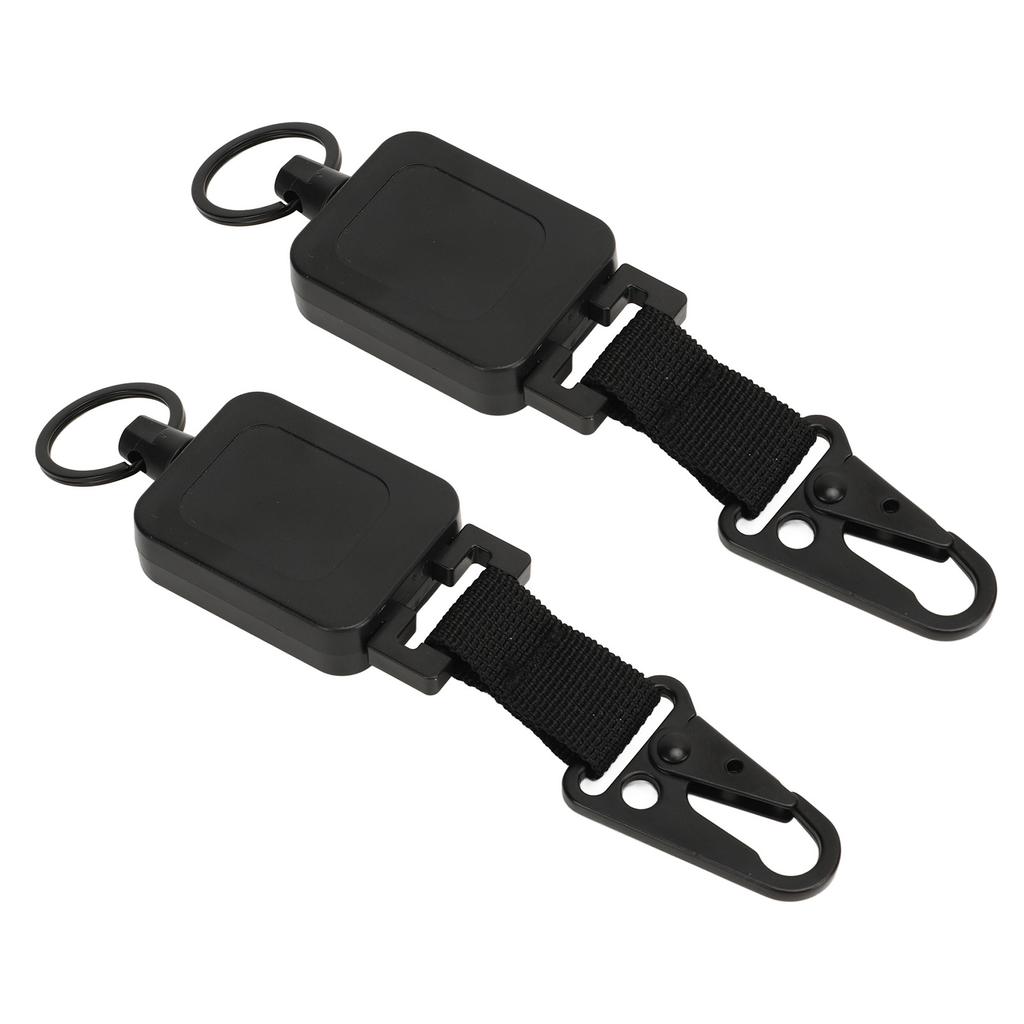 2 PCS Easy Pull Buckle Keychain Olecranon Buckle Stretchable Quick Release Buckle Key Ring for Bag Pants Black