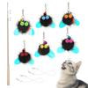 SONGWAY Cat Toy, Cat Teaser, Insect Version, 6 Fluffy Black Bugs, Includes Fishing Rod