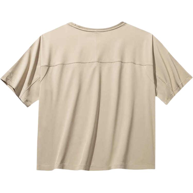 Anta Outdoor Series Sports Casual Simple Solid Color Round Neck Pullover Loose Breathable Short Sleeve T-Shirt Women T-Shirts Khaki 162526108-3