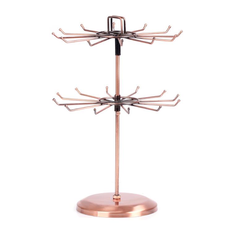 

Retro Rotatable Double-Layer Iron Jewelry Stand for Necklaces and Bracelets
