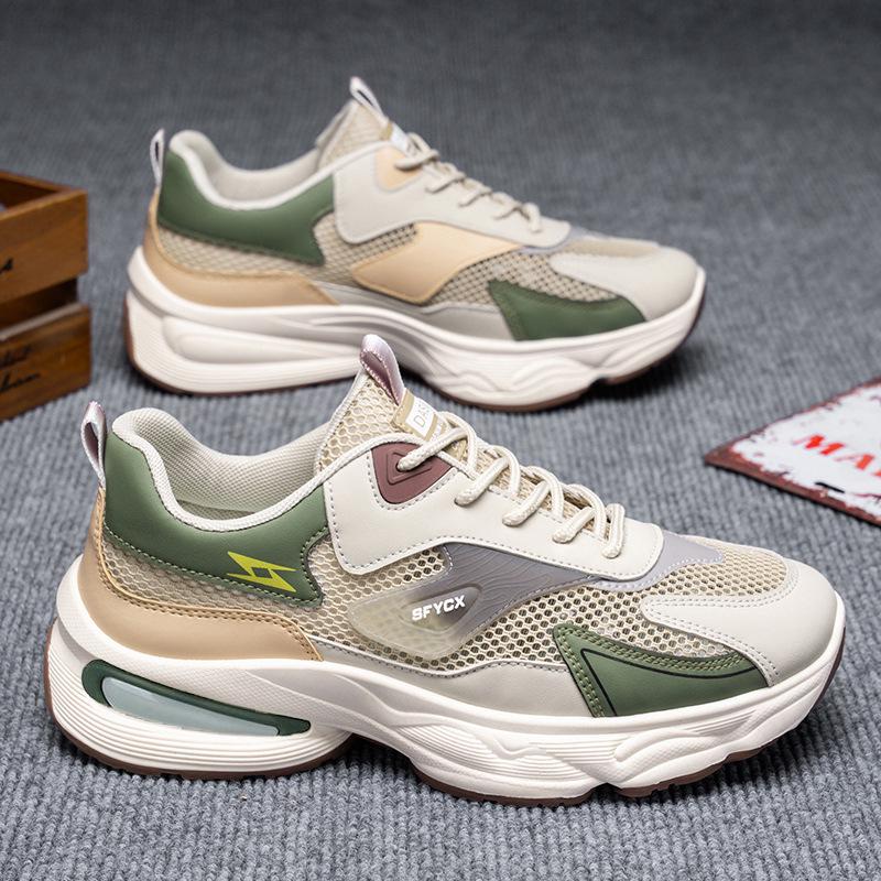 Breathable Men's Trendy Mesh Sneakers: Thick-Soled Casual Dad Shoes