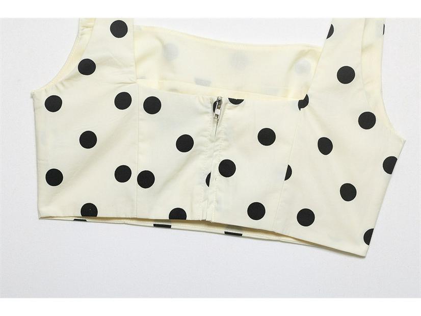 2026 Polka Dot Crop Top & Midi Skirt Set for Women