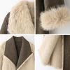Faux Fur Long Trench Coat for Women Reversible Fuzzy Fleece Sherpa Lined Jackets Winter Furry Trimmed Casual Overcoat