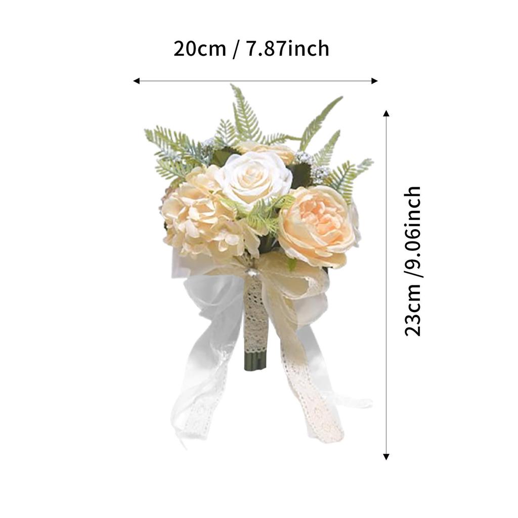 Wedding Bridal Bouquet Ribbon Bridesmaid Bouquet Fake Silk Rose Decor for Ceremony Anniversary Farmhouse Wedding Festival Church