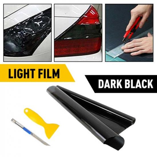 12 X72  Black Gloss Tint 3000K Dark Taillight Headlight Light Fog Film Vinyl Glo