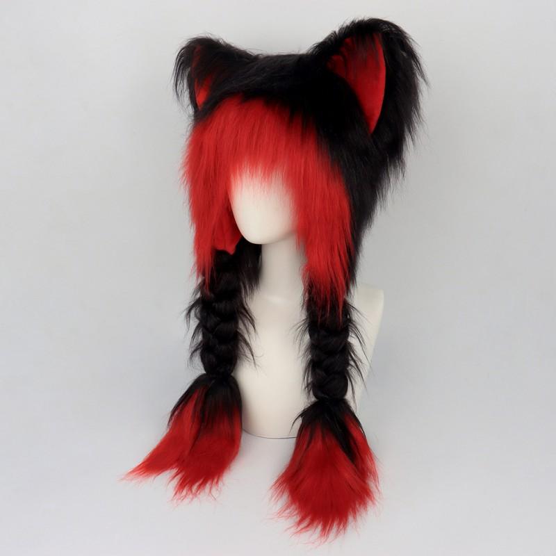 Y2K Anime Cat Ear Hat Women Winter Warm Fuzzy Plush Warmer Cosplay Accessory