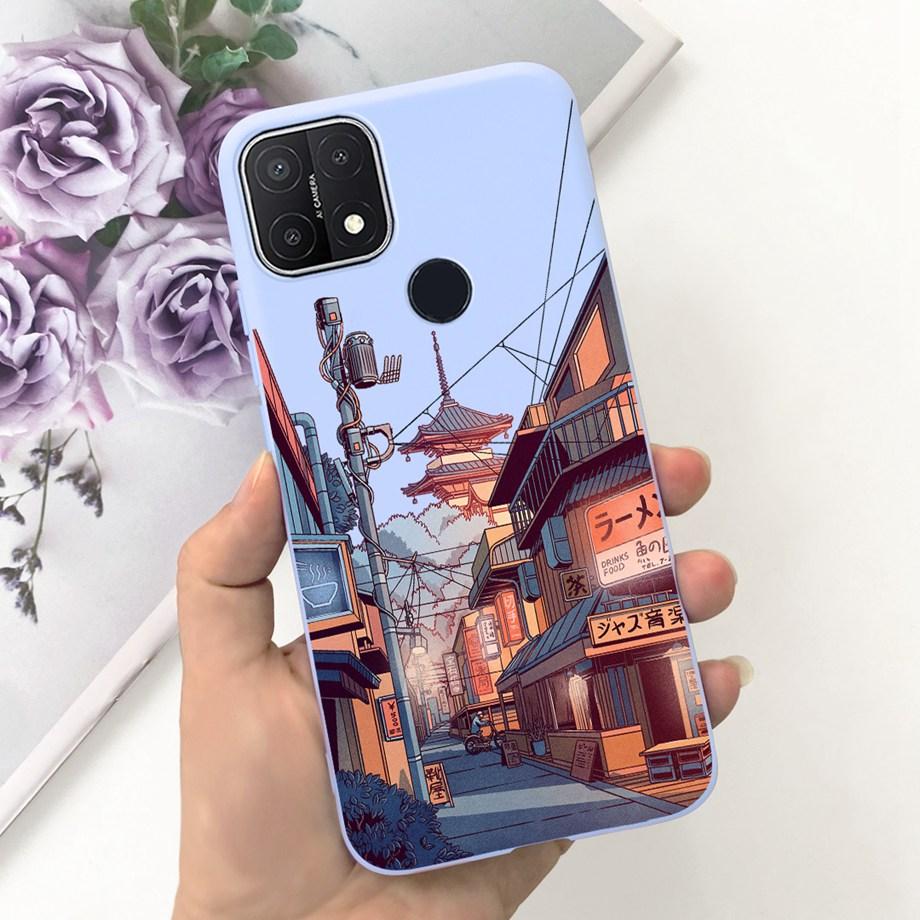 For Oppo A15 A15s Case Soft Silicone Phone Cases For OppoA15s A 15 s OppoA15 Cute Marble Moon Animals Back Cover Coque Capa Etui