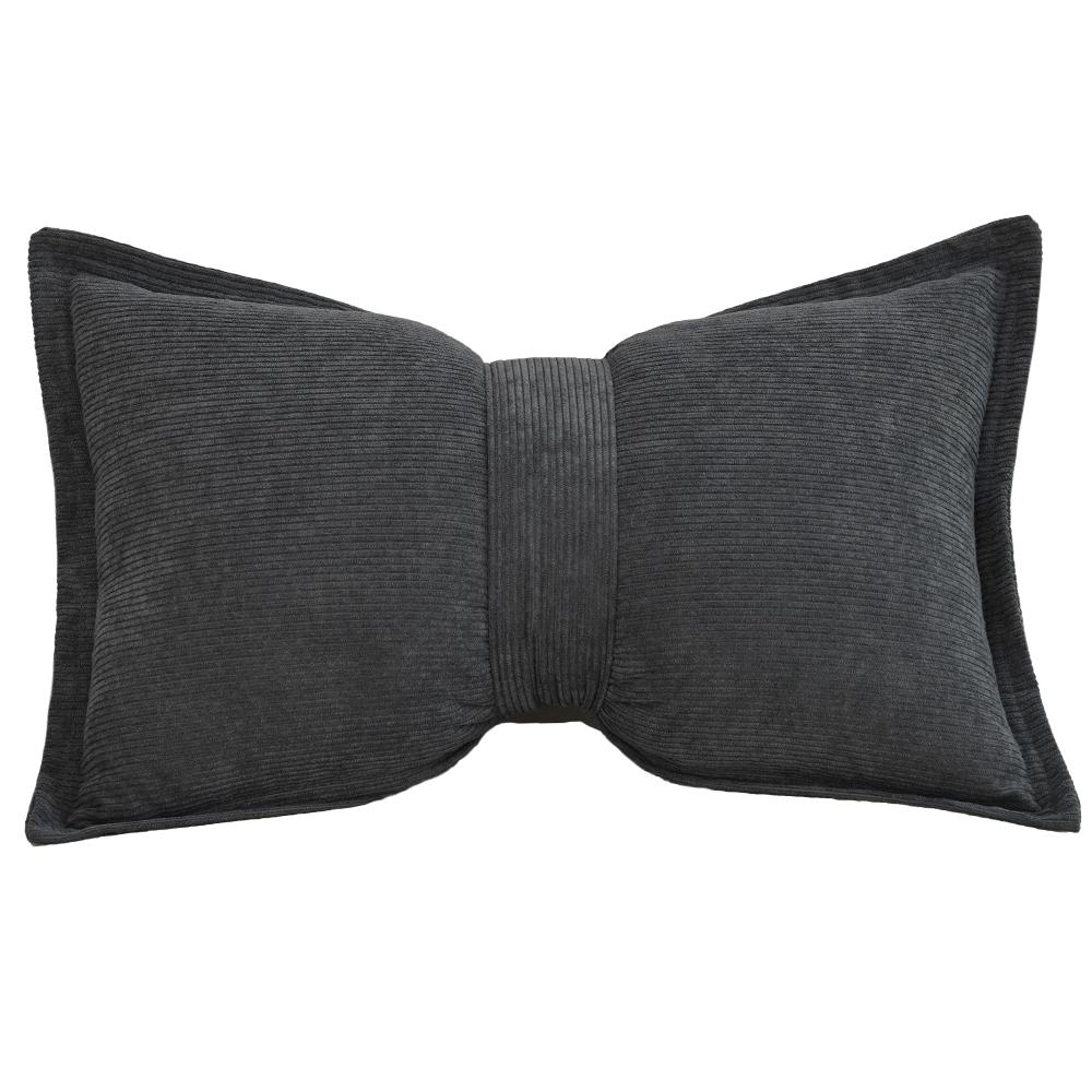 BUYNOW 1PC Corduroy Bow Pressed Edge Pillowcase French Luxury High-end Princess Style Sofa Cushion Cover Home Bedroom Decor