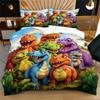 Dinosaur Duvet Cover Set Colorful Cartoon Dino Bedding Set Digital Print Quilt Cover Teen Bedroom Decor Soft Microfiber