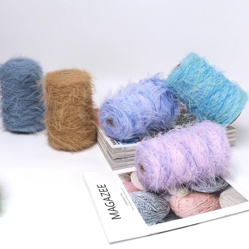 8cm Faux Mink Long Fur Hand Knitting Yarn DIY 500g Solid Color Soft Skin-Friendly Handmade Knitted Shawls Scarf Hat Yarn
