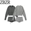 Zbzr Spring New Women Clothes Western Style Fashion Temperament Simple Stripe Cardigan Sweater Leisure Shorts Set