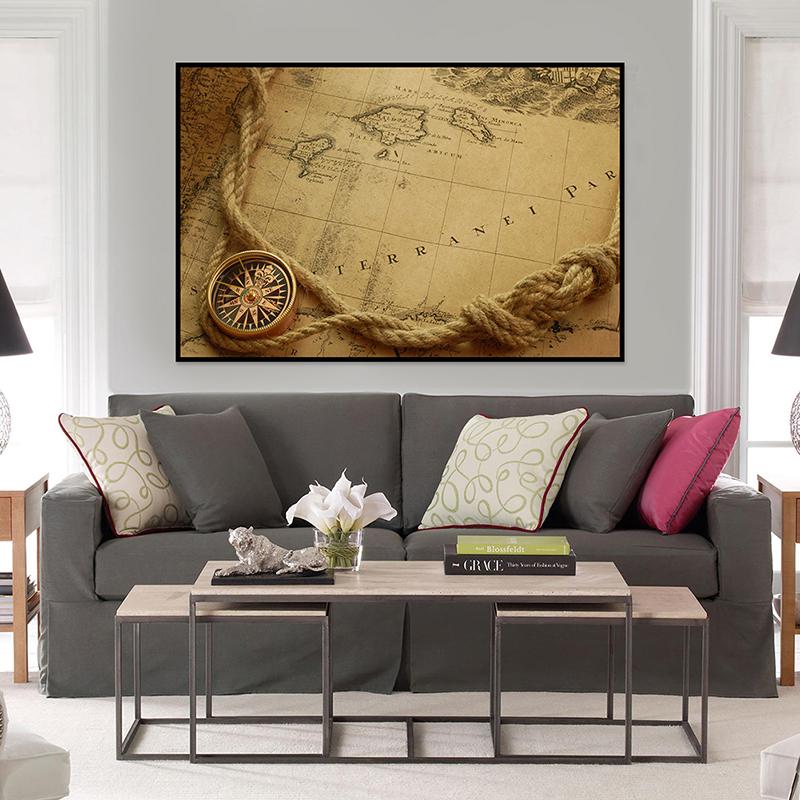 Dekoratif Asılı Resim Vintage Dekoratif Harita Duvar Dekor Oturma Odası Çalışma Malzemeleri Ev Dekorasyon