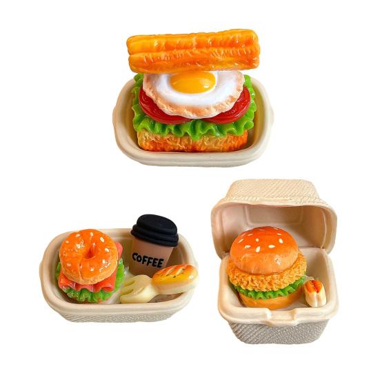 Chick Hamburger Refrigerator Magnet Resin Simulated Food Decorative Fridge Magnet Memo Notes Photo Holder for Home Kitchen Office