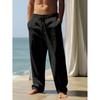 Mens Drawstring Loose Straight Breathable Casual Summer Long Pants