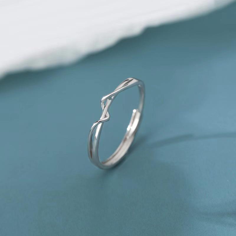 Beixi S925 Sterling Silver Geometric Women s Ring - Simple, High-End Niche Design Adjustable
