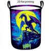 1pc Laundry Basket, Fantasy Dragon Print Dirty Clothes Hamper, Large Capacity Storage Basket with Handles, Relaxed Home Organizer for Bedroom and Laun