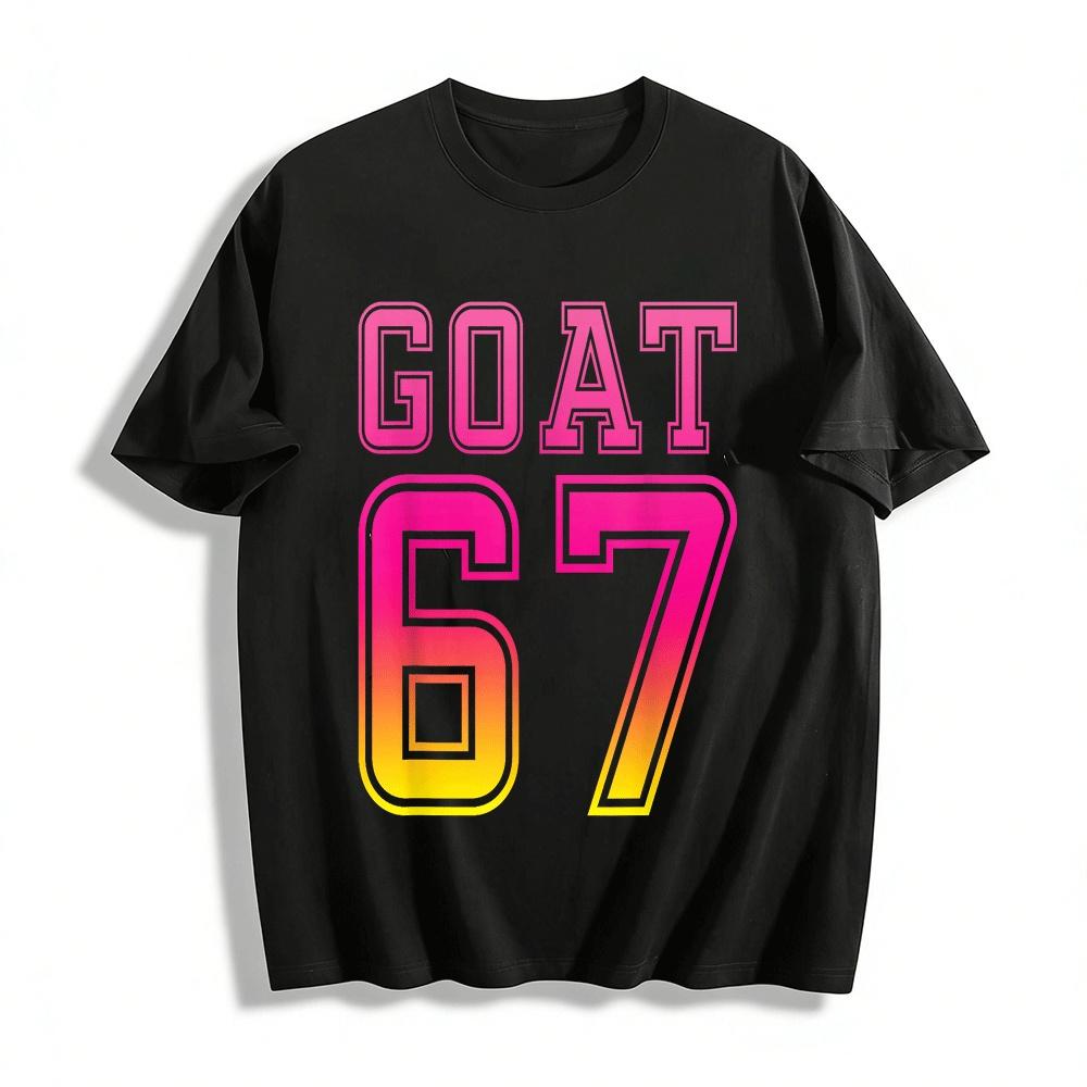 

Gradient GOAT 67 Graphic Print Casual Loose Fit Short Sleeve T-Shirt Pure cotton T-shirt XXS