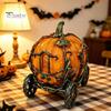 Jesienny Środkowy Element Biurka 3D Żywiczna Dyniowa Karoca Ozdoba, Retro Bajkowy Wózek Samochodzik Figurka, Vintage Dekoracja na Halloween Domowe Imprezy