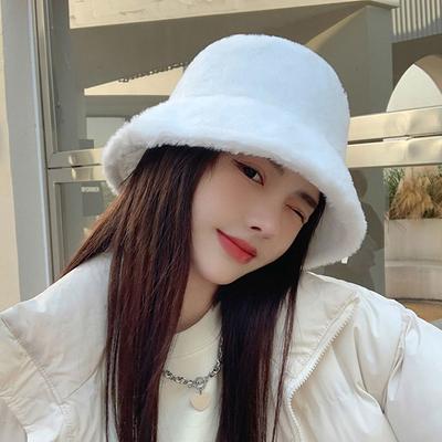 Soft Bucket Hat Warm Flat Top Cap Fashion Winter Hat  Women Lady