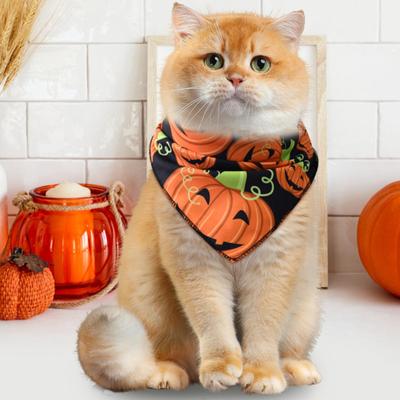 Halloween Dog Bandana Bats Ghost Spider and Pumpkin Bandanna Handkerchief Halloween Pet Triangular Scarf Dog Costume Accessories