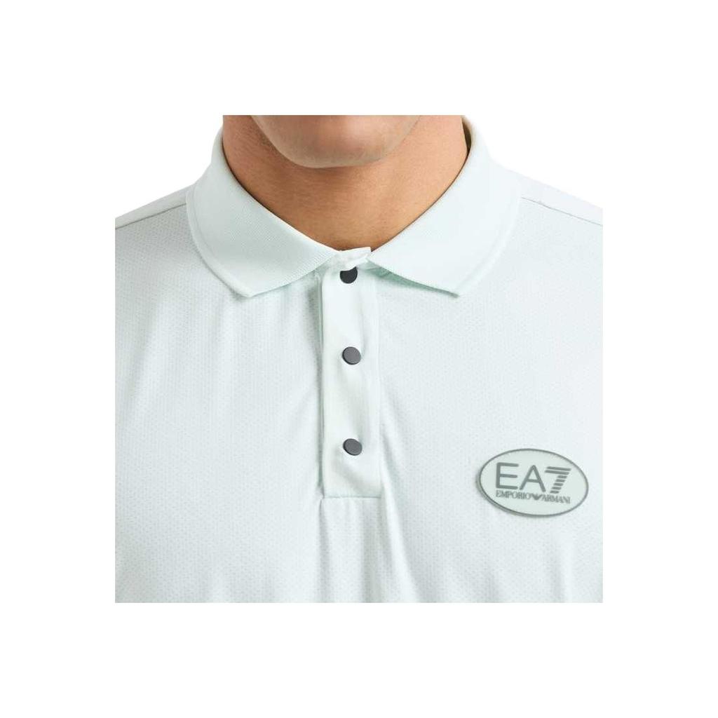 Emporio Armani EA7 Solid Color Letter Print Short Sleeve Polo Shirt Men Tops Light-Green 7M000192-AF13536-U9060