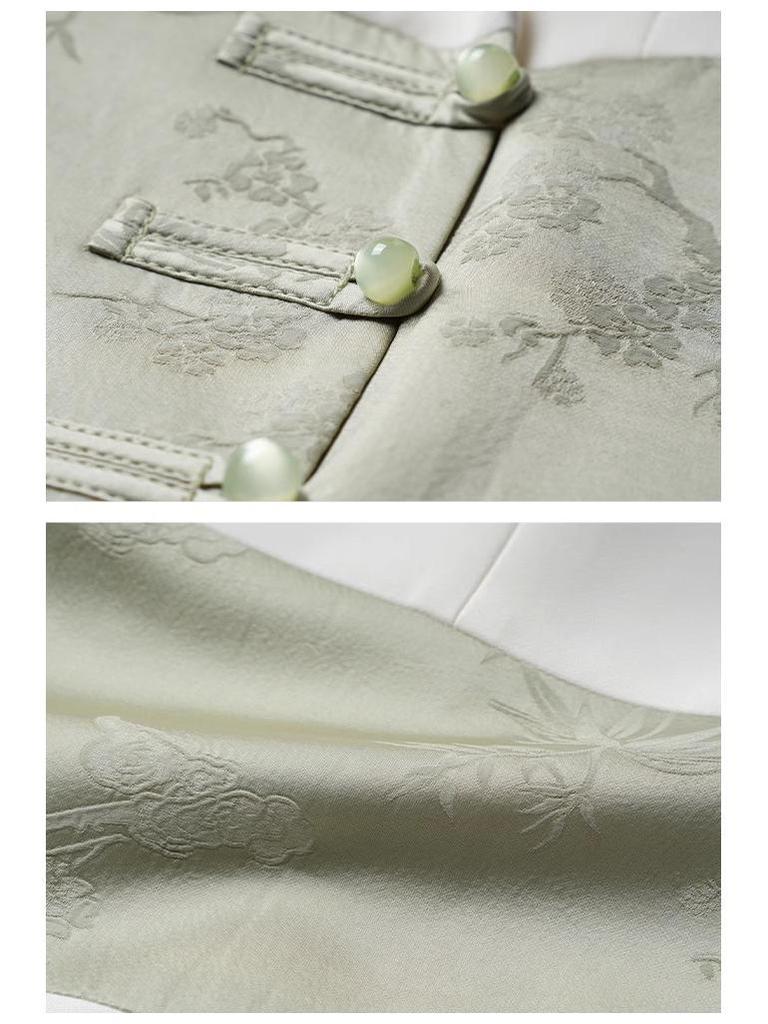 Summer Asymmetrical Color Block Chinese Style Dress - Women's Professional Short Sleeve Workwear