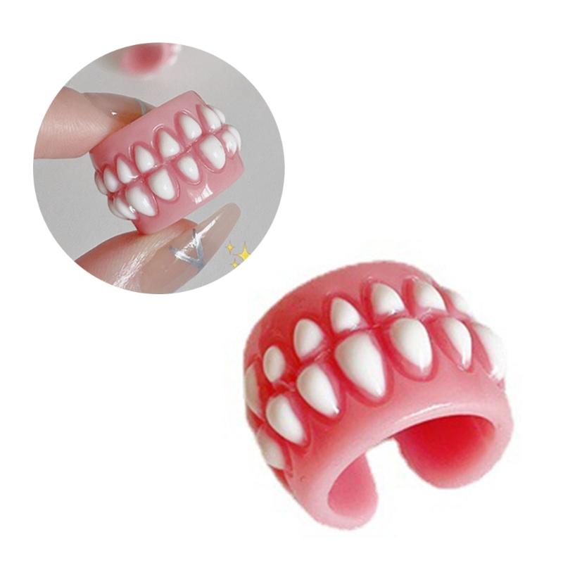 Creative Design Teeth Brackets Lovely Resin Rings for Women Men Open Lover Rings Fashion Ring Jewelry Accessories Gift